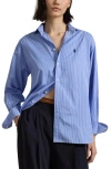Polo Ralph Lauren Relaxed Fit Striped Cotton Shirt In Medium Blue/white