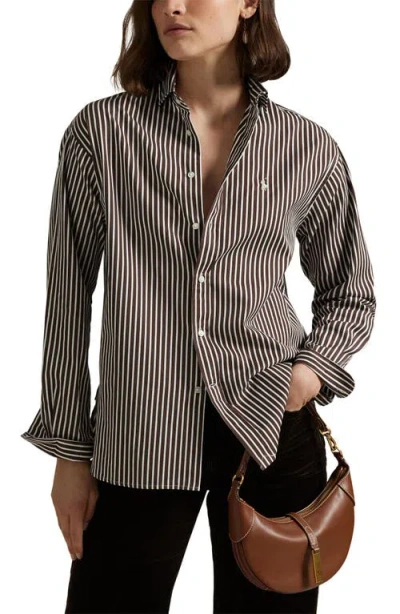 Polo Ralph Lauren Stripe Relaxed Fit Cotton Button-up Shirt In Green