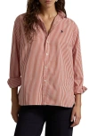 Polo Ralph Lauren Stripe Relaxed Fit Cotton Button-up Shirt In White/brick