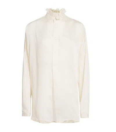 Polo Ralph Lauren Stripe Ruffled Shirt In Neutral