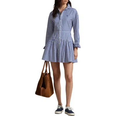 Polo Ralph Lauren Stripe Tiered Shirtdress In Blue