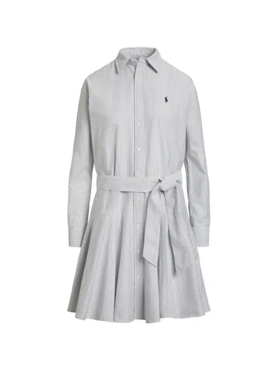 Polo Ralph Lauren Stripe Tie-waist Midi Dress In White
