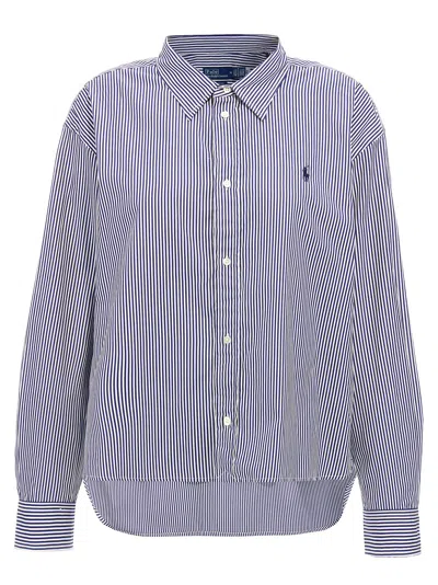 Polo Ralph Lauren Striped And Logo Shirt In Blue