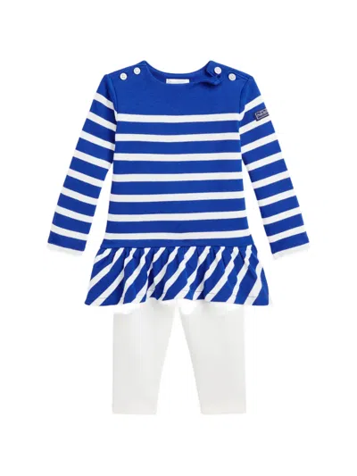 Polo Ralph Lauren Striped Baby Tracksuit Set In Blue