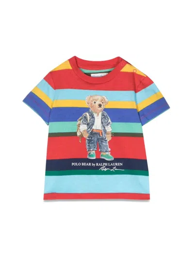 Polo Ralph Lauren Babies' Polo Bear条纹棉质t恤 In Multicolour