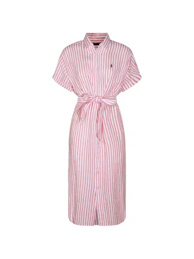 Polo Ralph Lauren Striped Belted Shirt Dress In White