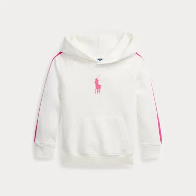 Polo Ralph Lauren Kids' Striped Big Pony French Terry Hoodie In Belmont Pink/white