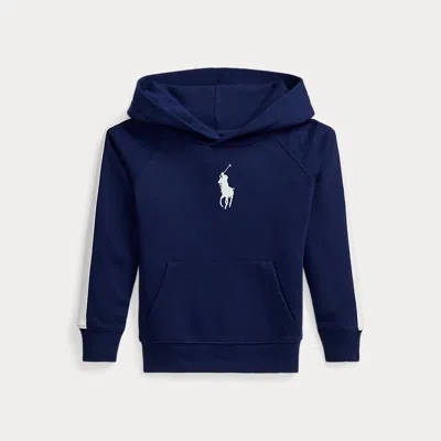Polo Ralph Lauren Kids' Striped Big Pony French Terry Hoodie In Newport Navy/white