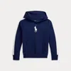 Polo Ralph Lauren Striped Big Pony French Terry Hoodie In Newport Navy/white