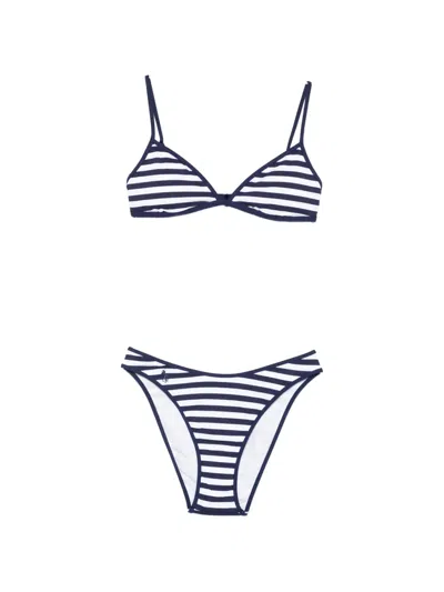 Polo Ralph Lauren Striped Bikini In Blue