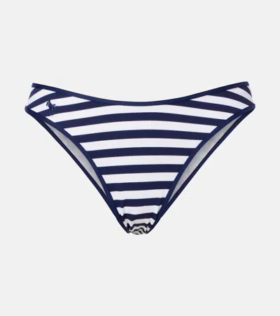 Polo Ralph Lauren Lauren Ralph Lauren High Leg Scoop Waist Bikini Bottom In Blue