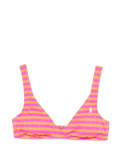 Polo Ralph Lauren Striped Bikini Top In Pink