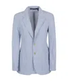 Polo Ralph Lauren Tailored Cotton Blazer With Subtle Striped Pattern In Blue