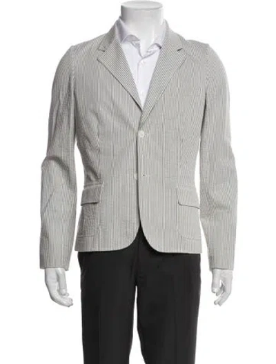 Pre-owned Polo Ralph Lauren Striped Blazer In Gray