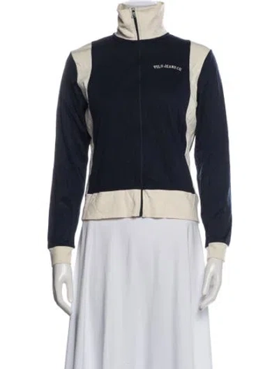 Pre-owned Polo Ralph Lauren Striped Bomber Jacket In Blue