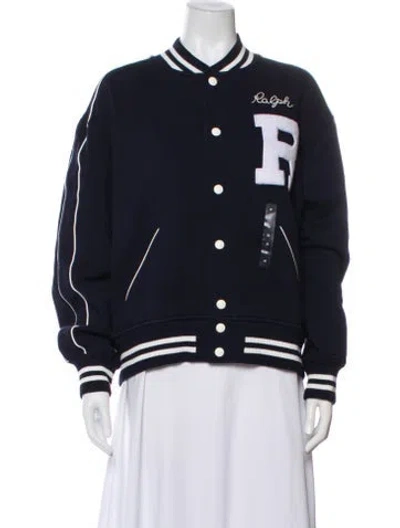 Pre-owned Polo Ralph Lauren Striped Bomber Jacket W/ Tags In Blue