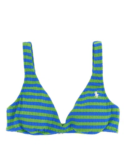 Polo Ralph Lauren Striped Bralette Bikini Top In Blue