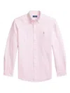 Polo Ralph Lauren Custom Striped Oxford Shirt With Button-down Collar In Pink