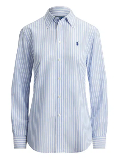 Polo Ralph Lauren Light Blue And White Striped Oxford Shirt