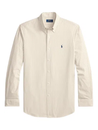 Polo Ralph Lauren Long Sleeve Striped Shirt Button Down Collar In Neutral