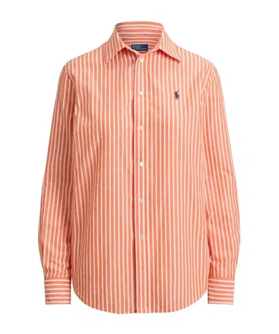 Polo Ralph Lauren Striped Button-down Shirt In Orange