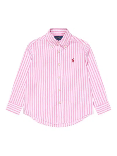 Polo Ralph Lauren Kids' Striped Button-down Shirt In Pink