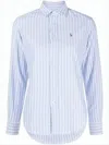 Polo Ralph Lauren Striped Button-up Blouse With Pointed Collar In Blue