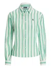 Polo Ralph Lauren Striped Button-up Shirt In 4567b Green/white