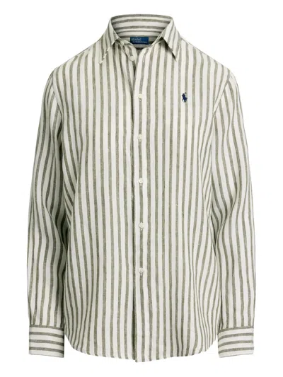 Polo Ralph Lauren Striped Button-up Shirt In Green