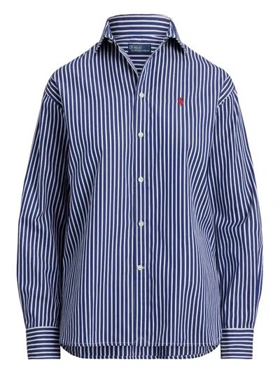 Polo Ralph Lauren Striped Button-up Shirt In Blue