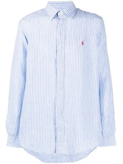 Polo Ralph Lauren Striped Button-up Shirt In Blue