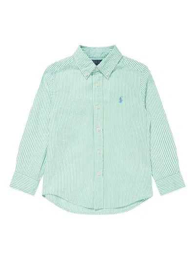 Polo Ralph Lauren Kids' Striped Button-up Shirt In Green