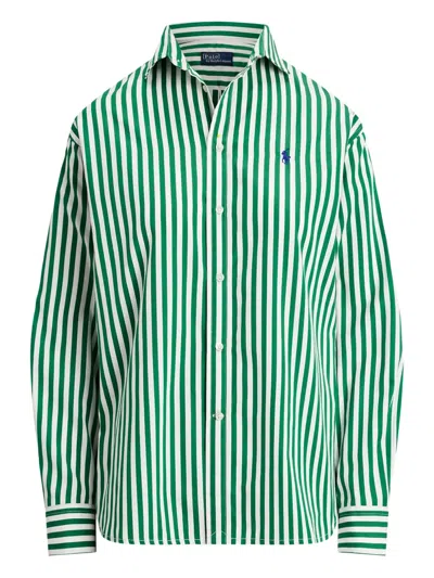Polo Ralph Lauren Striped Button-up Shirt In Green