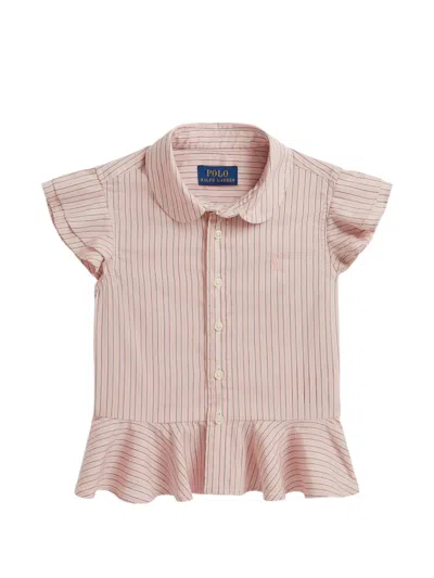 Polo Ralph Lauren Kids' Striped Button-down Cotton Shirt In Pink