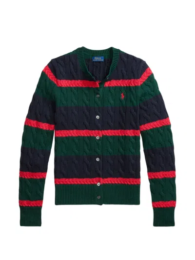 Polo Ralph Lauren Striped Cable-knit Cardigan In Multi