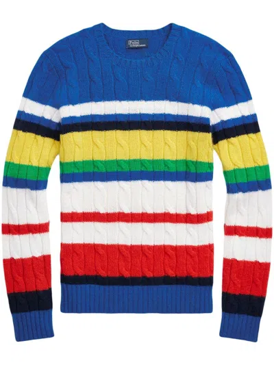 POLO RALPH LAUREN STRIPED CABLE-KNIT JUMPER