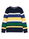 Polo Ralph Lauren Striped Cable-knit Jumper In Blue