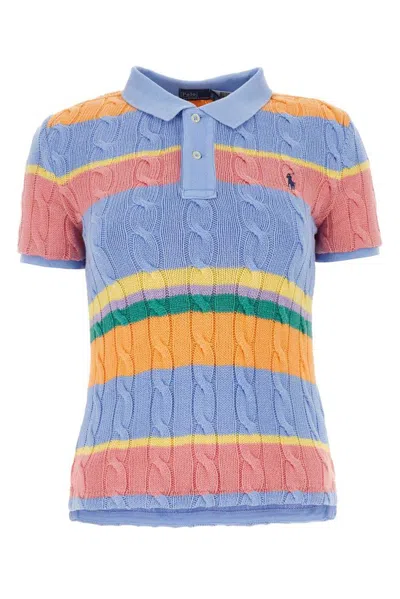 Polo Ralph Lauren Striped Cable Knit Polo Shirt In Multi