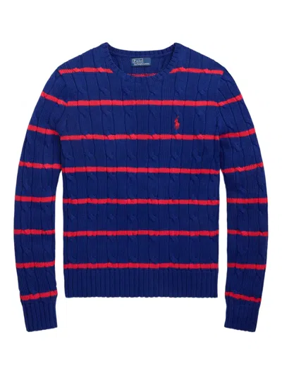 Polo Ralph Lauren Striped Cable-knit Sweater In Blue