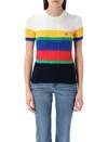 Polo Ralph Lauren Striped Short Sleeve Cable Knit Top