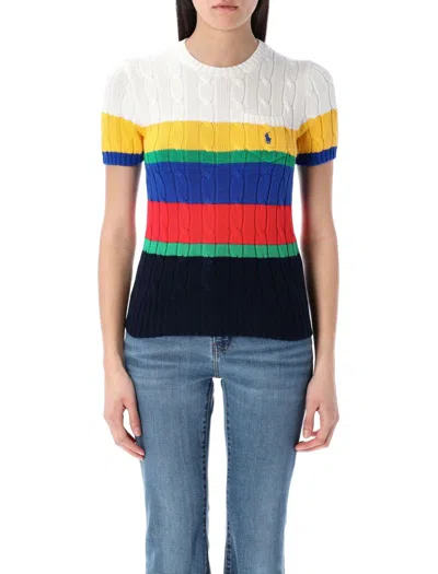 POLO RALPH LAUREN POLO RALPH LAUREN STRIPED CABLE SHORT-SLEEVE JUMPER