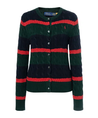 Polo Ralph Lauren Striped Cable-knit Cardigan In Black