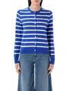 Polo Ralph Lauren Striped Cardigan In Blue Saturn White