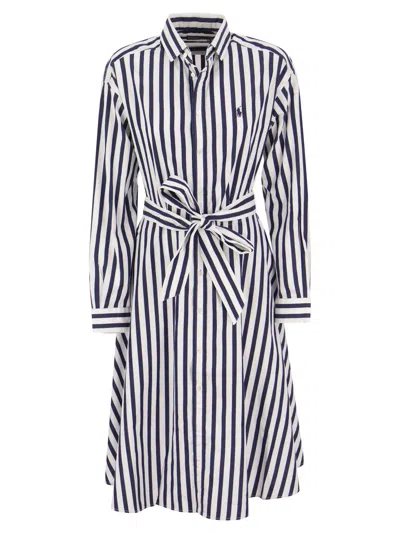 Polo Ralph Lauren Striped Chemisier With Belt In Multi