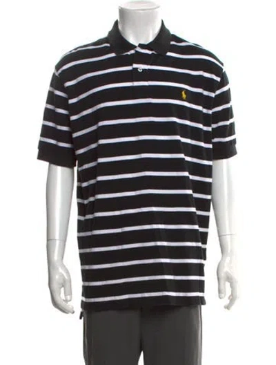 Pre-owned Polo Ralph Lauren Striped Collar Polo Shirt In Black