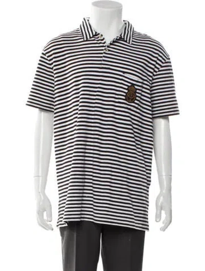 Pre-owned Polo Ralph Lauren Striped Collar Polo Shirt In Blue