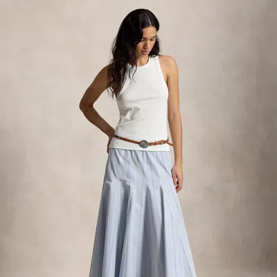 Polo Ralph Lauren Striped Cotton A-line Skirt In Blue/cream