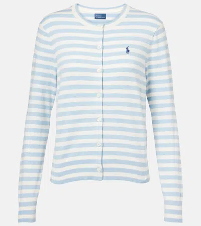 Polo Ralph Lauren Striped Cotton-blend Cardigan In Blue