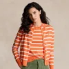 Polo Ralph Lauren Striped Cotton-blend Cardigan In Orange