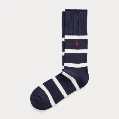 Polo Ralph Lauren Striped Cotton-blend Crew Socks In Blue